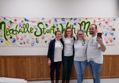 VOLUNTEERS AT A MY MEADVILLE COMMUNITY HEART & SOUL EVENT IN MEADVILLE, PA.