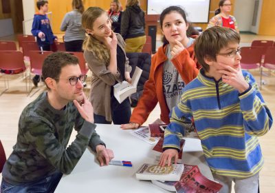 TEEN READING LOUNGE AT HUNTINGDON VALLEY LIBRARY WITH AUTHOR ALEX LONDON. PHOTO CREDIT: MARK GARVIN