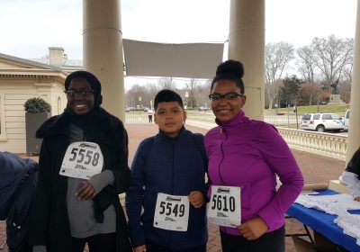 TEEN READING LOUNGE PARTICIPANTS AT FREE LIBRARY OF PHILADELPHIA--GREATER OLNEY TOOK PART IN A 5K TO RAISE MONEY FOR CLEAN WATER IN KENYA.