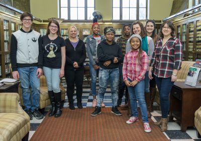 TEEN READING LOUNGE PROGRAM PARTICIPANTS AT BF JONES MEMORIAL LIBRARY IN ALIQUIPPA, PA.