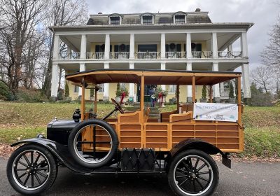 The 1921 Model T sits parked in front of the Baldwin Reynolds House Museum in Meadville.