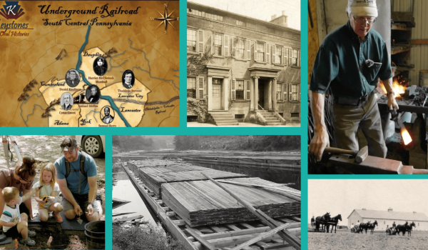 The cover image is a collage featuring screenshots from the various video projects, including historic homes, an old mill, a family with young children engaged in an archaeology dig, and an old photo of horses in a field with an old barn.